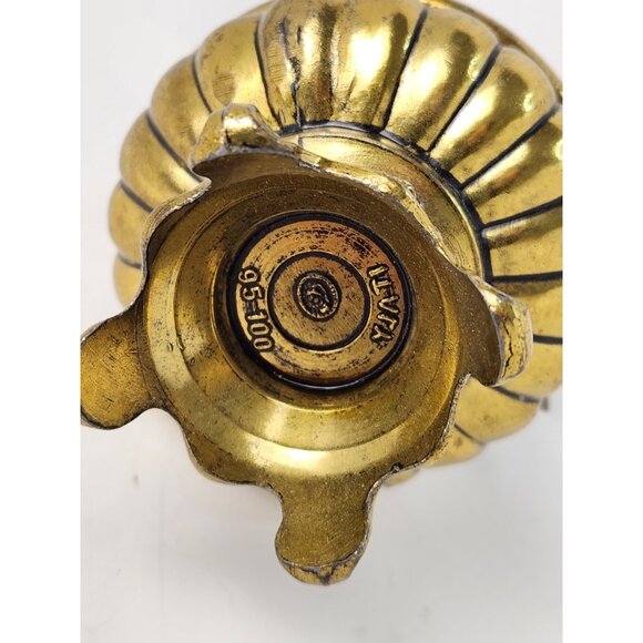 Vintage Italian Floral Embossed Metal Pitcher Vase Decor Footed Made in Italy 7" - Picture 6 of 8